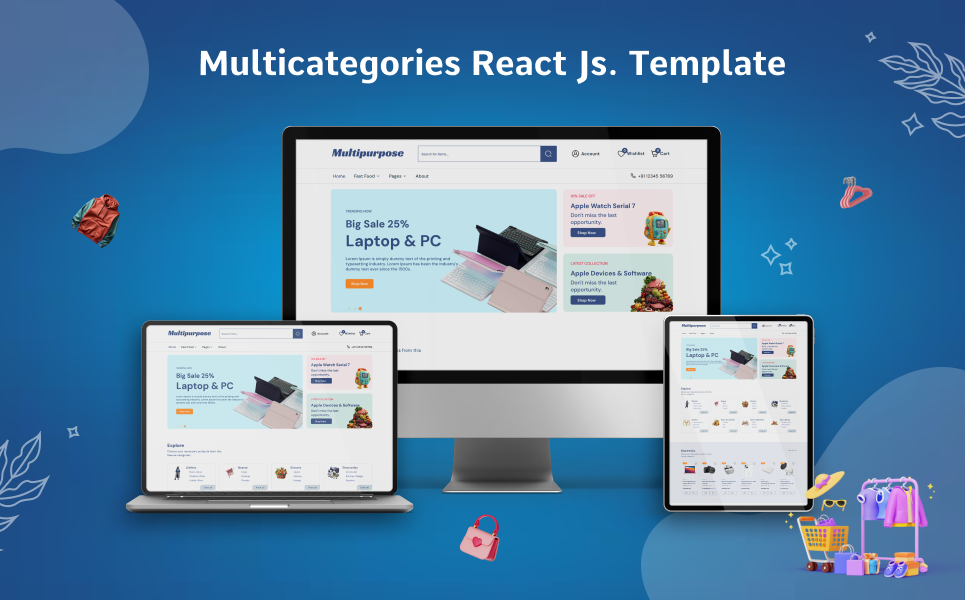 Multicategory React Js template 