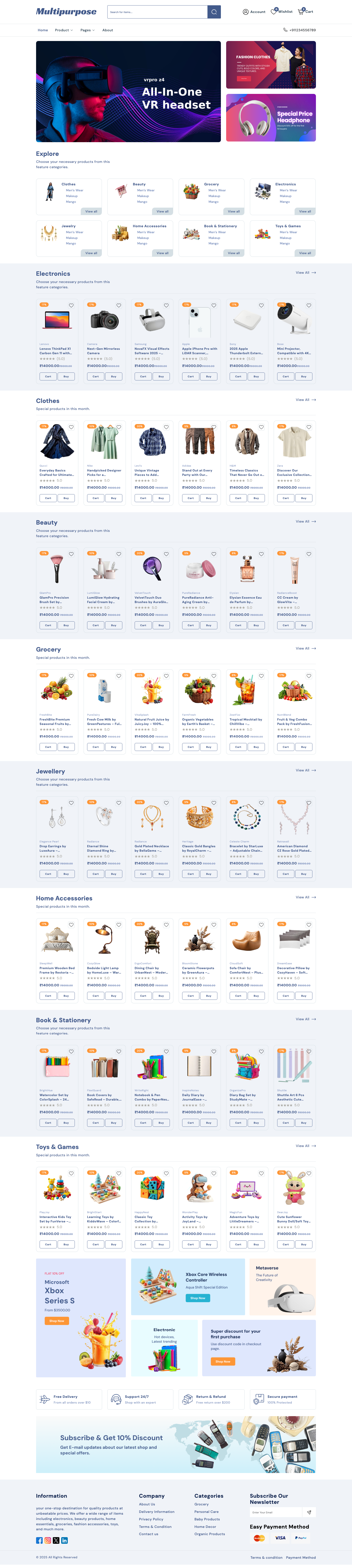 Multicategory React Js template 